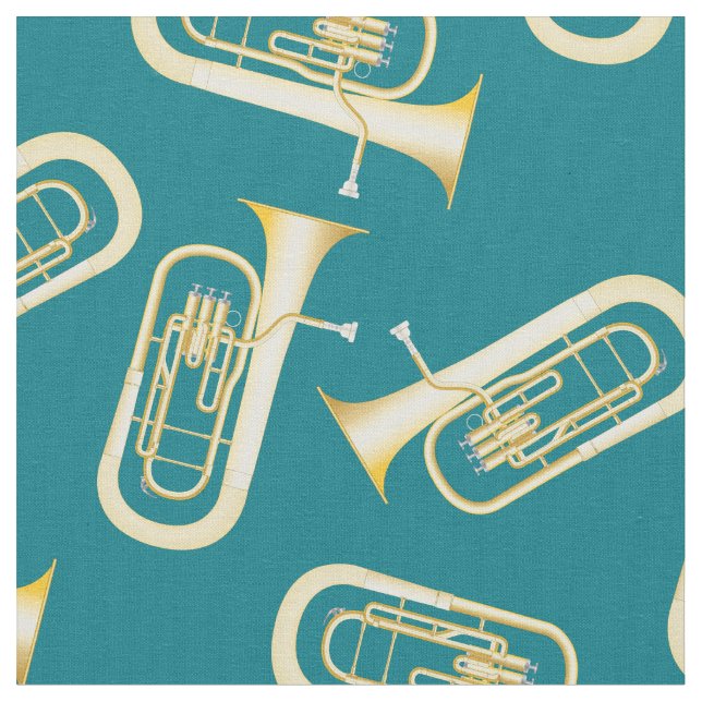 Tecido Baritones Musical Room Decor Teal (Detalhe)