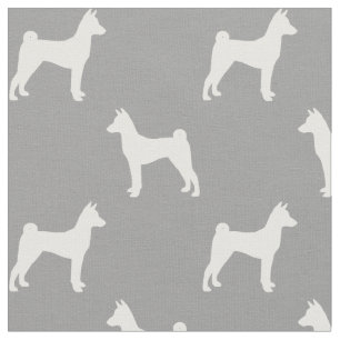 Tecido Basenji Dog Breed Silhouettes, Padrão