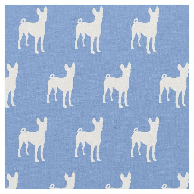 Tecido Basenji Dog Silhout Pet Light Blue (Detalhe)