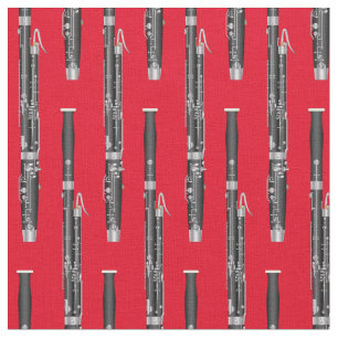 Tecido Bassoon Music Musical Room Decor Vermelho