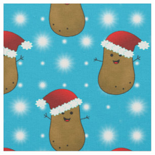 Tecido Batatas de Natal Usando Chapéus de Papai Noel