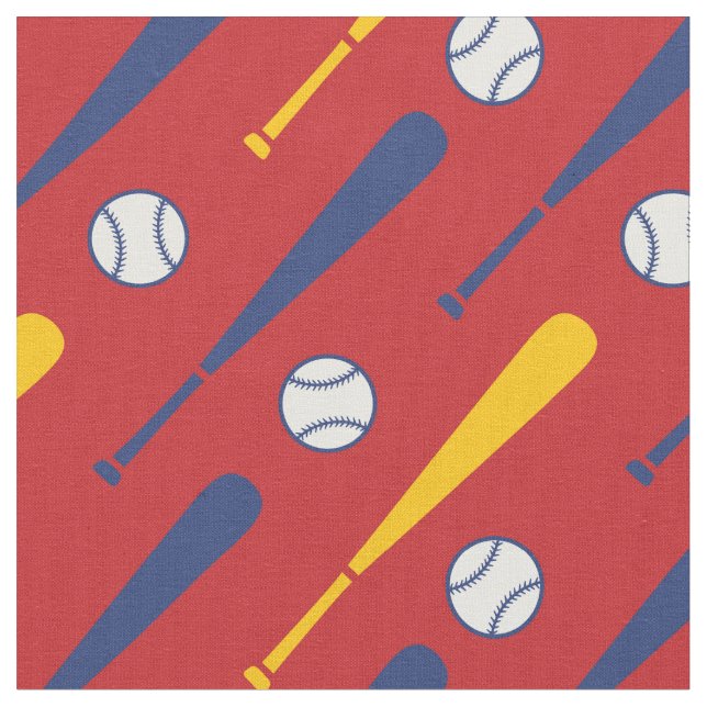 Tecido Batedores de basebol vermelhos, amarelos e azuis (Detalhe)