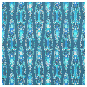 Tecido Batik tribal - azul de oceano e Aqua