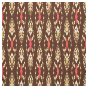 Tecido Batik tribal - Brown, Tan e coral