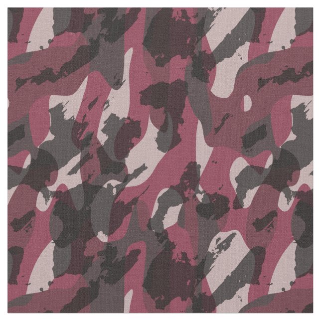 Tecido Batom e camuflagem abstrata em mauve escuro (Detalhe)