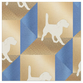Tecido Beagle Silhouette em Cubos Castanhos e Azuis