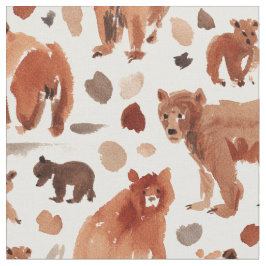 Tecido BEAR TERRITORY Brown Mama and Cub Nursery Bears