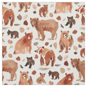 Tecido BEAR TERRITORY Brown Mama and Cub Nursery Bears
