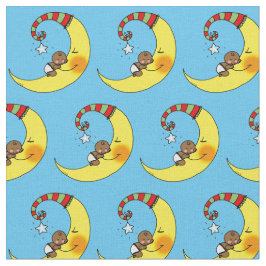 Tecido bebê bonito que dorme no berçário amarelo da lua