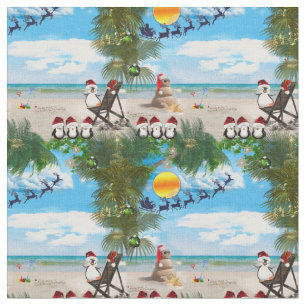 Tecido Bebê de Natal de Verão na praia repete