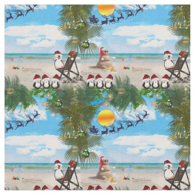 Tecido Bebê de Natal de Verão na praia repete (Detalhe)