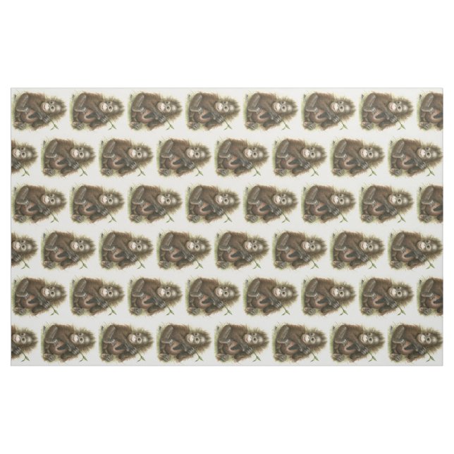 Tecido Bebê do orangotango com folhas (Jarda)