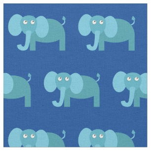 Tecido Bebe Elefante Fofo Berçário Azul