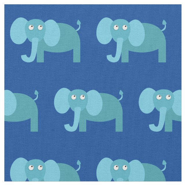 Tecido Bebe Elefante Fofo Berçário Azul (Detalhe)