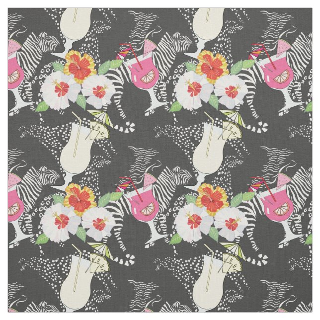 Tecido Bebidas tropicais com animais (Modelo)