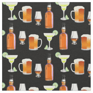Tecido Beer Whiskey e Cocktails em preto