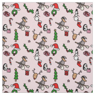 Tecido befana de natal rosa