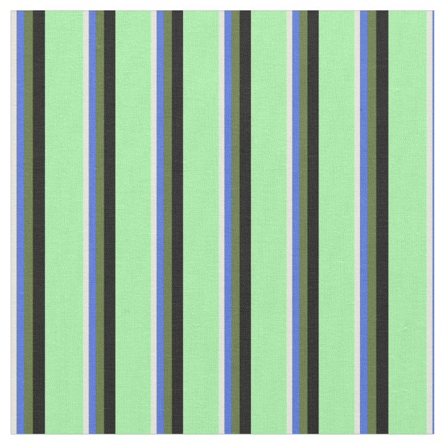 Tecido bege, azul real, verde-oliva escuro, preto e verde (Detalhe)