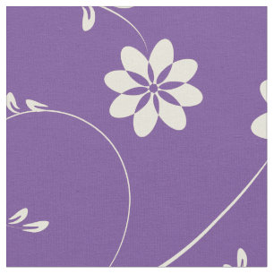 Tecido Beige claro e padrão floral roxo