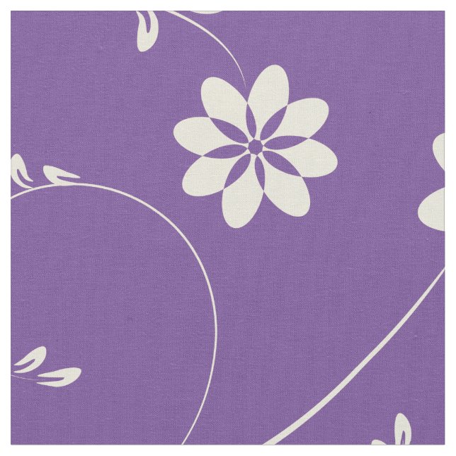 Tecido Beige claro e padrão floral roxo (Detalhe)