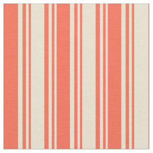 Tecido Beige e Padrão Vermelho de Stripes