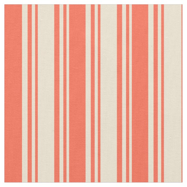 Tecido Beige e Padrão Vermelho de Stripes (Detalhe)