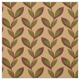 Tecido Beige & Green elegante planta de padrão de folhas 