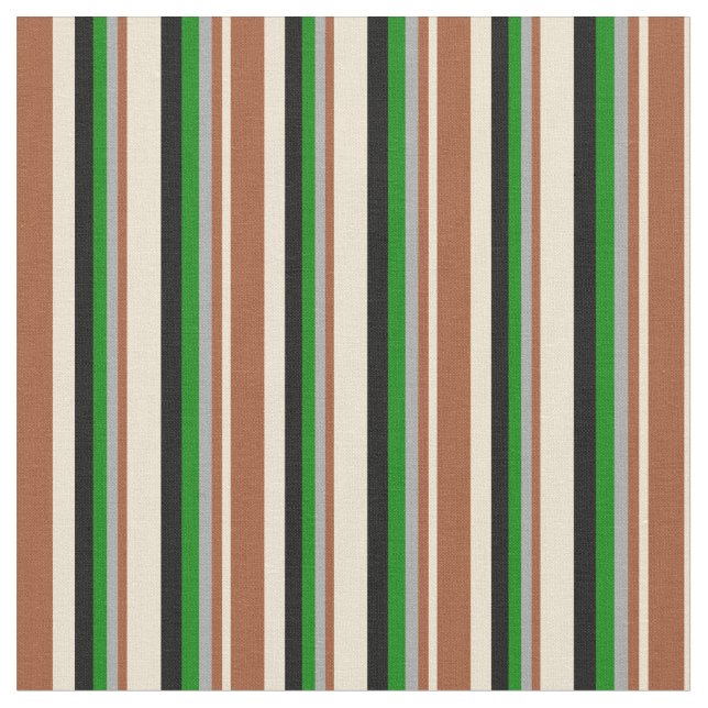 Tecido Beige, Siena, Cinzas Escuras, Verde e Preto (Detalhe)