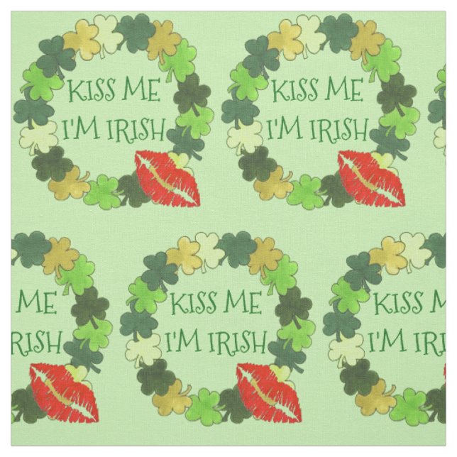 Tecido Beije-me Sou Lábios Verdes Irlandeses de Shamrock  (Modelo)