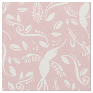 Tecido Belas aves-do-mato-colibri Pássaros-do-mato-rosa