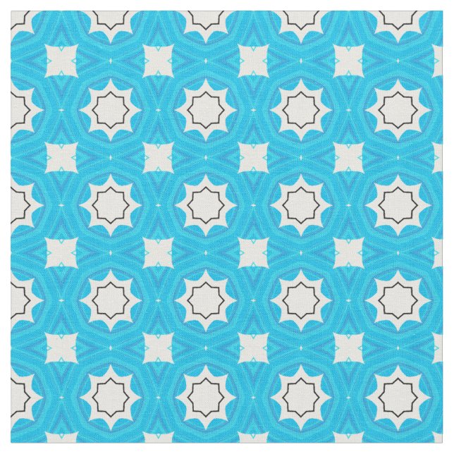 Tecido Belo azul turquesa com padrão geométrico (Detalhe)