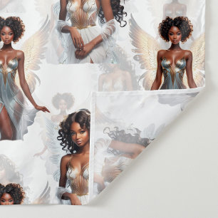 Tecido Belo Design de Padrão de Anjos Meninas Negras