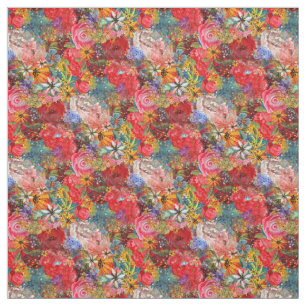 Tecido Belo e brilhante padrão Abstrato floral colorido