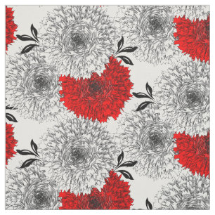 Tecido Belo Impressão De Flor Vermelho E Branco
