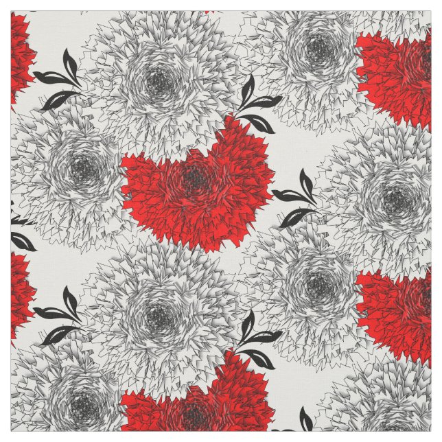 Tecido Belo Impressão De Flor Vermelho E Branco (Modelo)