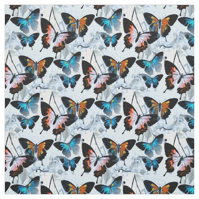 Tecido Belo Watercolor Morpho Butterfly Trabalho de arte (Modelo)