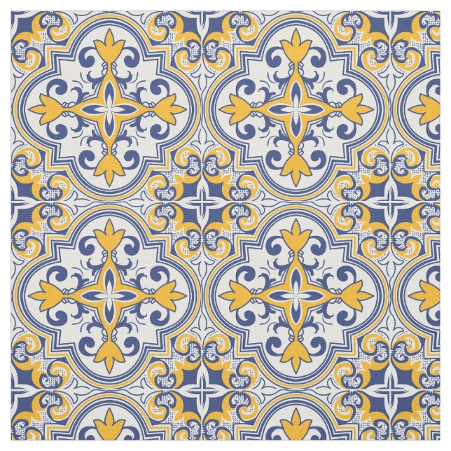 Tecido 💙 💛 Belos Azulejos azuis e amarelos  (Modelo)