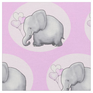 Tecido Berçário cor-de-rosa bonito do bebé do elefante
