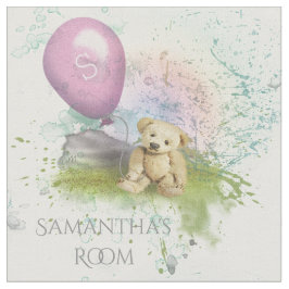 Tecido Berçário cor-de-rosa do bebé do balão do ursinho