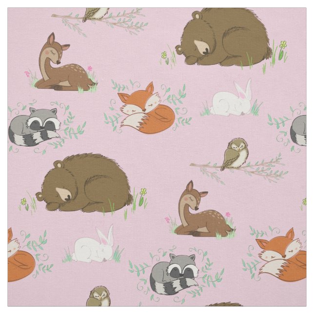 Tecido Berçário de aquarela de animais da floresta (Modelo)