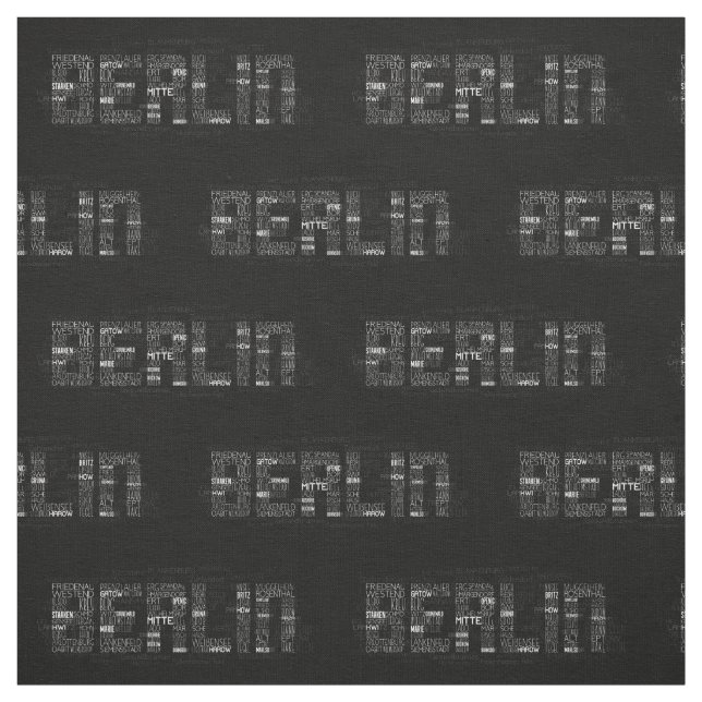 Tecido Berliner Ortsteile Word Art, Bairros de Berlim (Modelo)