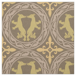 Tecido Bestas Bizantinas Ochre e Brown