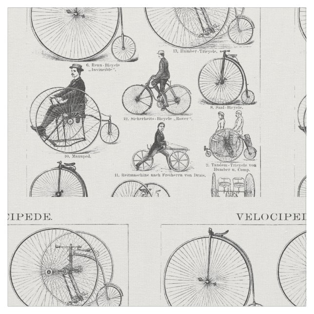 Tecido Bicicleta de Roda Alta Penny Farthing (Detalhe)
