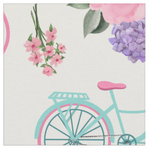 Tecido Bicicletas Antigas com Flores na Cesta Personaliza