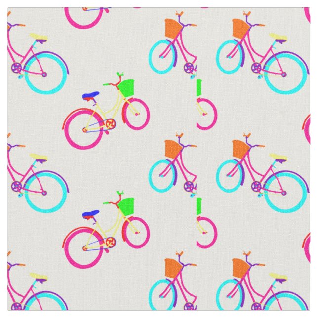Tecido bicicletas brancas arco-íris, bicicletas coloridas (Detalhe)
