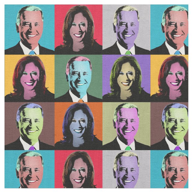 Tecido Biden Harris Pop Art (Neon) (Detalhe)