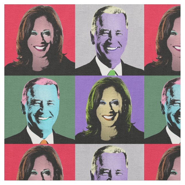 Tecido Biden Harris Pop Art (Vermelho, Cinza, Verde, Roxo (Detalhe)