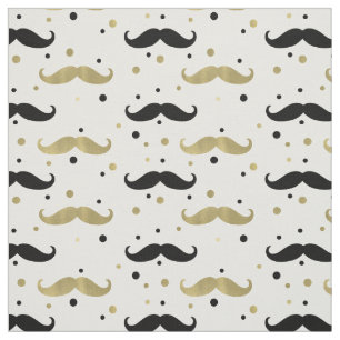 Tecido Bigodes pretos Dourados dos confetes