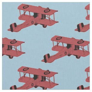 Tecido Biplanos vermelhos do vintage