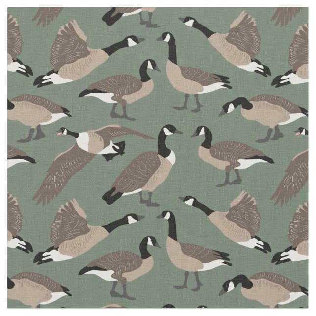 Tecido Bird Lovers Canada Geese Patterage Green (Detalhe)